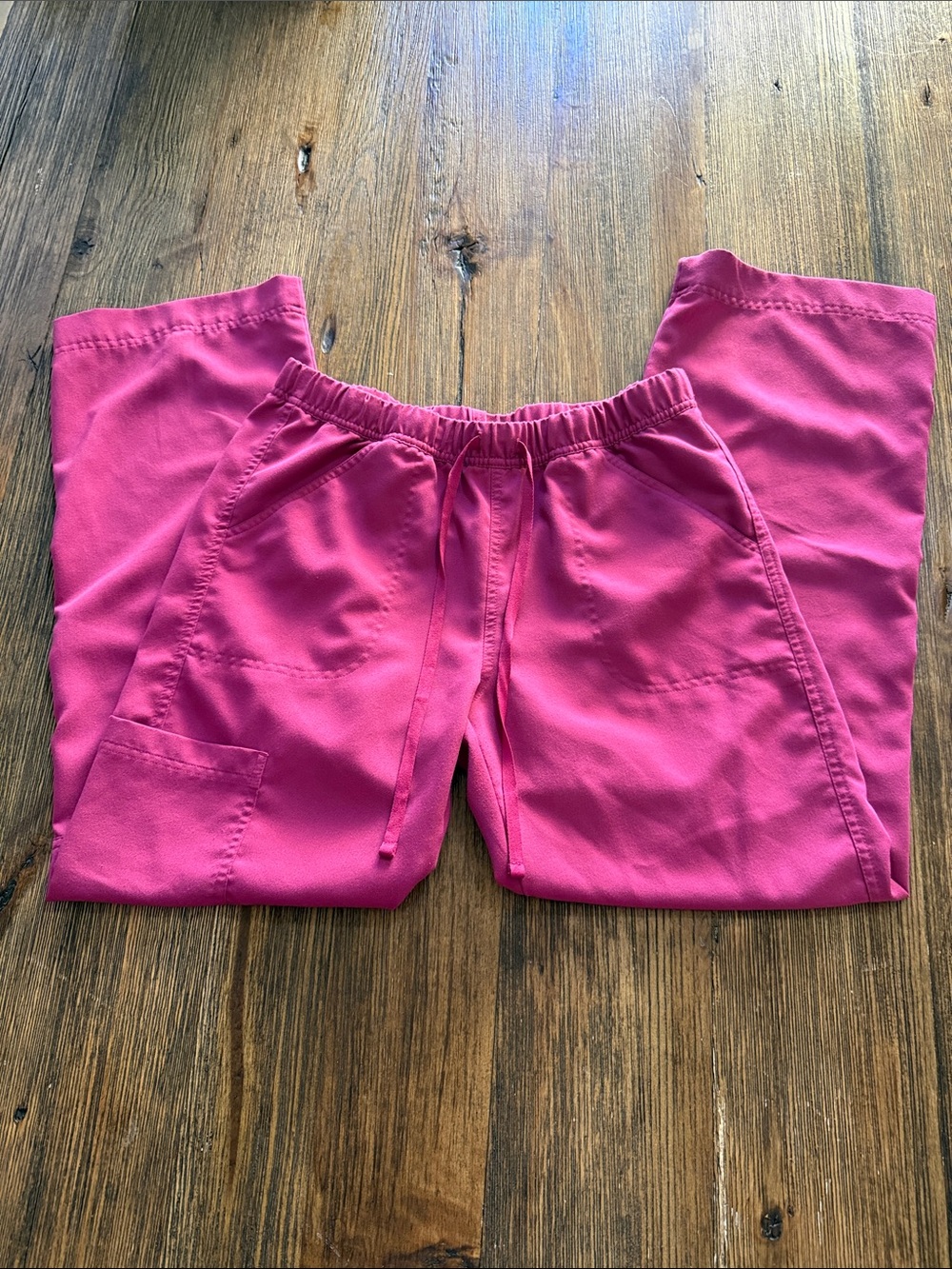 Women's Hot Pink Drawstring Scrub Pants with Utility Pocket